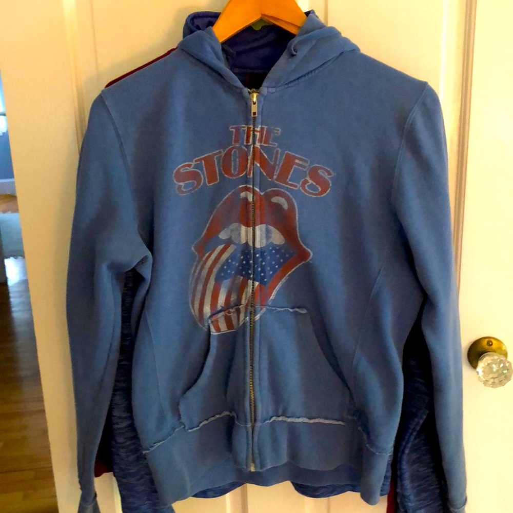Rolling Stones concert zip-front blue hoodie